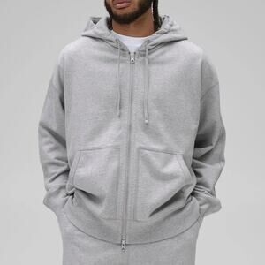 Reigning Champ Midweight Terry Grey Full Zip Up Hoodie XL Slim Sweatshirt Jacket